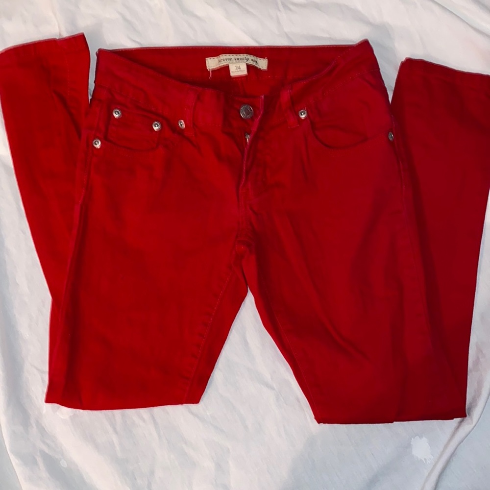 Red Forever 21 Skinny denim jeans size 24